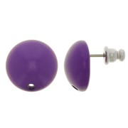 Clous d'oreilles ronds 14 mm en résine - Violet x2|raw }}