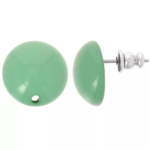 Clous d'oreilles ronds 14 mm en résine - Vert x2