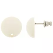 Clous d'oreilles ronds 14 mm en résine - Ivoire x2