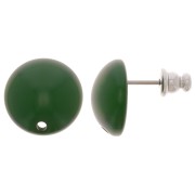 Clous d'oreilles ronds 14 mm en résine - Vert foncé x2|raw }}