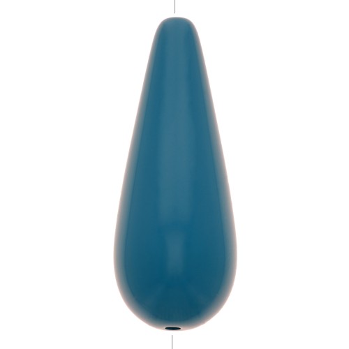 Perle poire en résine 40x16 mm - Bleu canard x1