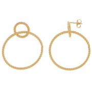 Boucles d'oreilles cercles entrelacés 45x35 mm - Doré à l'or fin x2|raw }}