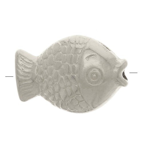Perle poisson plat 12x8 mm - Placage Argent fin vieilli x1