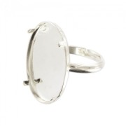 Bague serti cabochon fond plat 18x13 mm argenté x1|raw }}