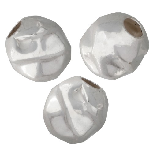 Perles rondes froissées 5 mm - Argent 925 x5