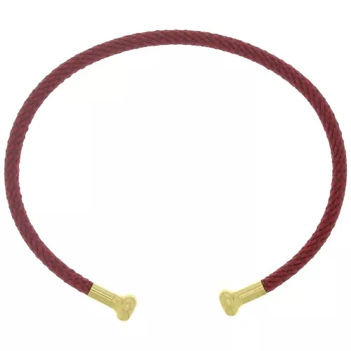 Bracelet jonc cordon torsadé avec embout dévissable - Bordeaux - Doré à l'or fin x1