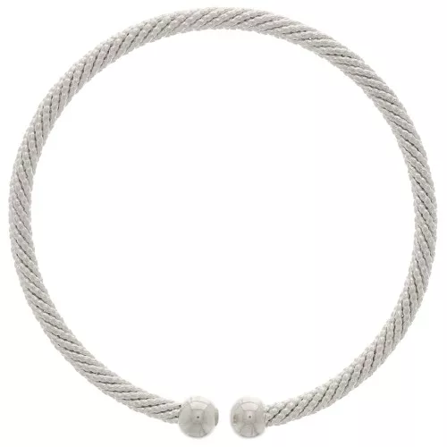 Bracelet jonc réglable - effet corde torsadé - Placage Argent fin vieilli x1
