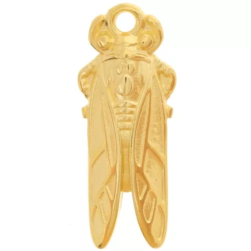 Pendentif cigale 23x9 mm - Doré à l'or fin x1