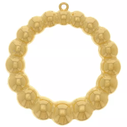Pendentif rond effet boules 41 mm - Doré à l'or fin x1