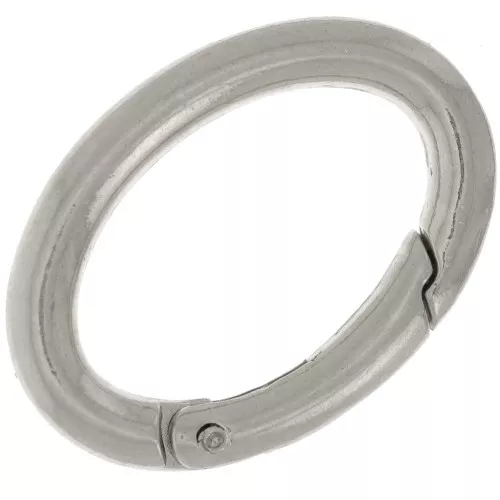Fermoir ovale mousqueton 34 mm - Rhodié x1