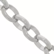 Chaîne en aluminium maille Jaseron ovale 11.5 mm - maillons ouverts - Rhodié x50cm