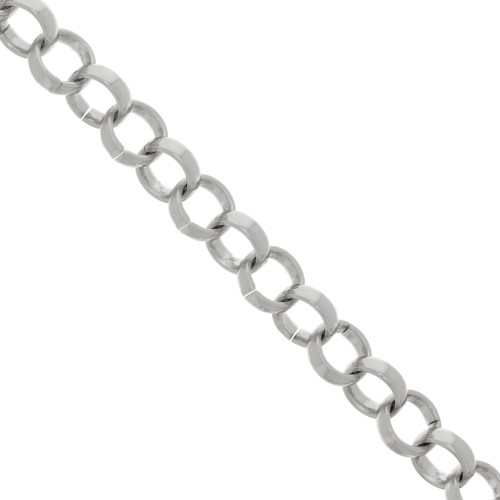 Chaîne en aluminium maille Jaseron 13 mm - maillons ouverts - Rhodié x50cm