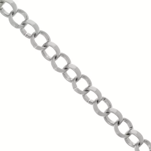 Chaîne en aluminium maille Jaseron 13 mm - maillons ouverts - Rhodié x50cm
