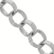 Chaîne en aluminium maille Jaseron 13 mm - maillons ouverts - Rhodié x50cm