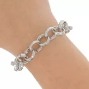 Chaîne en aluminium maille Jaseron 13 mm - maillons ouverts - Rhodié x50cm