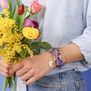 Fleur en perles de rocailles - marguerite 7 mm - Jaune - Blanc nacré x1