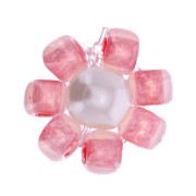 Fleur en perles de rocailles - marguerite - 7 mm - Rose - Blanc nacré x1|raw }}