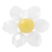 Fleur en perles facettées - marguerite - 11 mm - Blanc - Jaune x1|raw }}