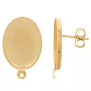 Clous d'oreilles pour cabochon fond plat 18x13 mm - Doré à l'or fin x2