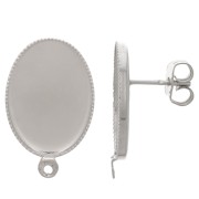 Clous d'oreilles pour cabochon fond plat 18x13 mm - Rhodié x2