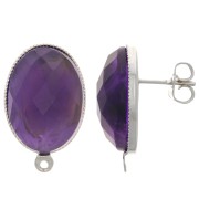 Clous d'oreilles pour cabochon fond plat 18x13 mm - Rhodié x2
