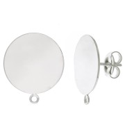 Clous d'oreilles disque 16 mm avec anneau - Placage Argent fin x2