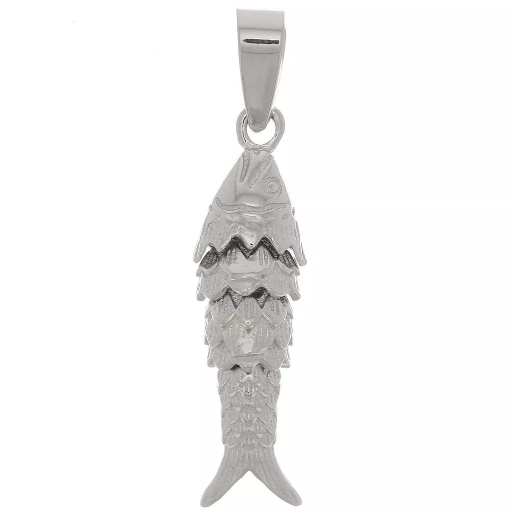 Pendentif Boîte Poisson Articulé En Argent Massif - Bijou Ancien, Pièce Unique Vintage