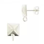 Clous d'oreilles carré 8 mm argenté x2