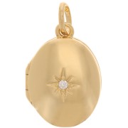 Pendentif porte photo avec oxyde de zirconium 20x15 mm - Plaqué Or 3 microns x1|raw }}