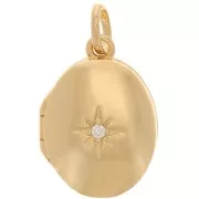 Pendentif porte photo avec oxyde de zirconium 20x15 mm - Plaqué Or 3 microns x1