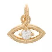 Breloque oeil avec oxyde de zirconium 7x10 mm - Plaqué Or 3 microns - Crystal x1