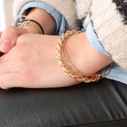 Bracelet jonc torsadé 6.8x195 mm - Plaqué Or 3 microns x1