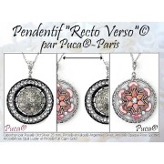 Cabochon rond en verre par Puca® 25 mm - Jet Silver x1