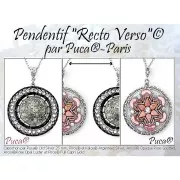 Cabochon rond en verre par Puca® 25 mm - Jet Silver x1