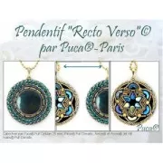 Cabochon rond en verre par Puca® 25 mm - Jet x1