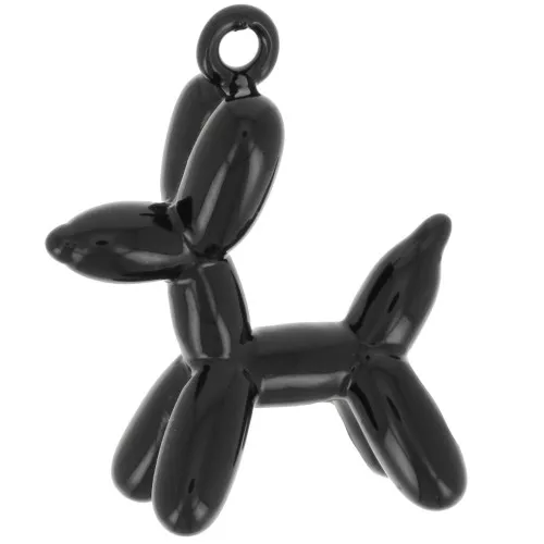 Breloque chien ballon 20x16 mm - résine époxy - Noir x1