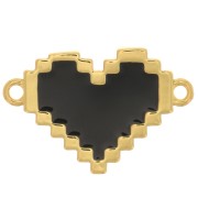 Intercalaire coeur avec résine époxy 16x11 mm - Doré - Noir x1|raw }}