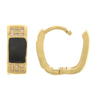 Dormeuses ovales avec résine époxy et oxydes de zirconium 14x12 mm - Doré - Crystal - Noir x2|raw }}