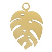 Breloque feuille de philodendron 13x9 mm - Acier inoxydable 304 Doré x1|raw }}