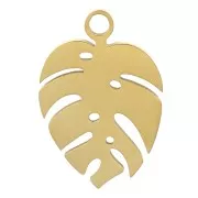 Breloque feuille de philodendron 13x9 mm - Acier inoxydable 304 Doré x1