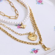 Breloque coeur travaillé 16x14 mm - Acier inoxydable 304 Doré x1