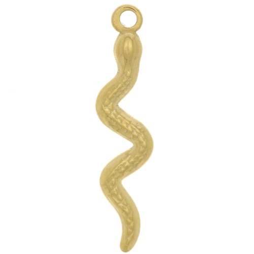 Pendentif serpent 28x6 mm - Acier inoxydable 304 Doré x1