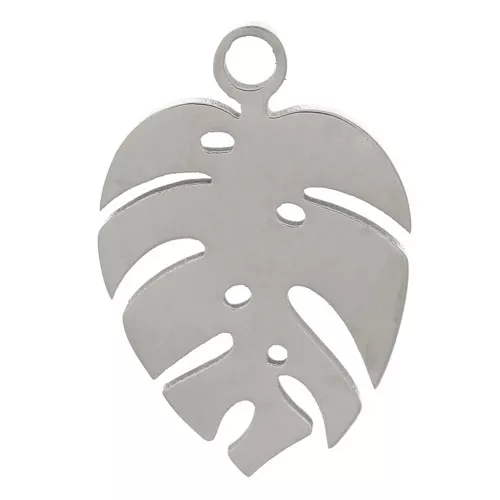 Breloque feuille de philodendron 13x9 mm - Acier inoxydable 304 x1