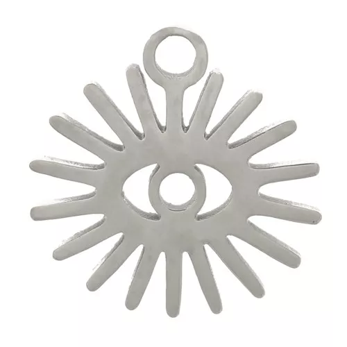 Breloque soleil motif oeil - 10 mm - Acier inoxydable 304 x1