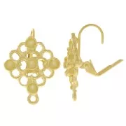 Dormeuses losange estampe 22x18 mm pour cabochon 1028 3 mm - Doré à l'or fin x2