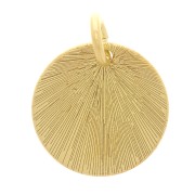 Breloque ronde striée 13 mm - Argent 925 Doré à l'or fin x1|raw }}