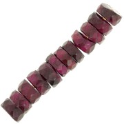 Perles rondelles facettées - Heishi en pierre gemme 5x2 mm - Grenat x20|raw }}