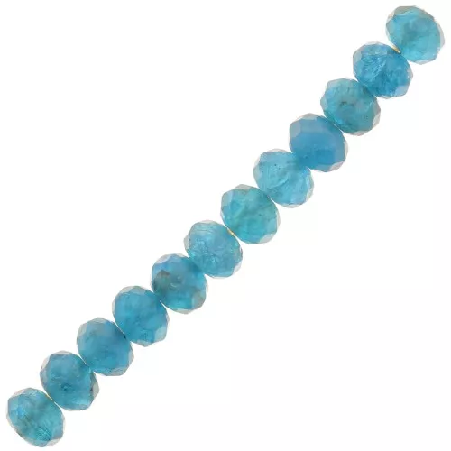 Perles rondes aplaties facettées 4x3 mm en pierre gemme - Apatite x20