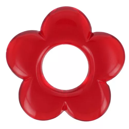 Pendentif fleur 21 mm en résine transparente - Rouge x1