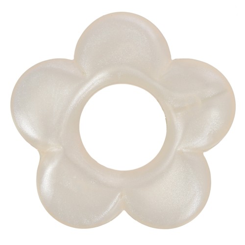Pendentif fleur 21 mm en résine opaque - Ivoire nacré x1